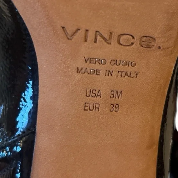 Vince Black Patent Italian Leather Ankle Boots- size 9 - Picture 7 of 9